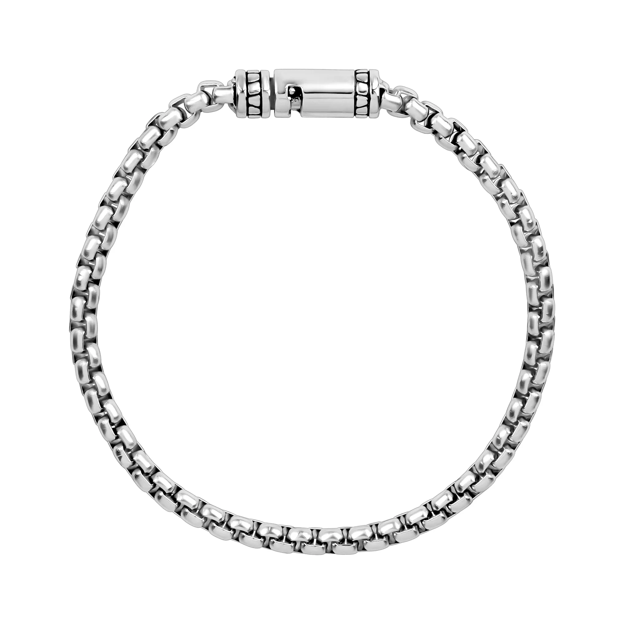 Detailed Round Box Link Bracelet | 4mm