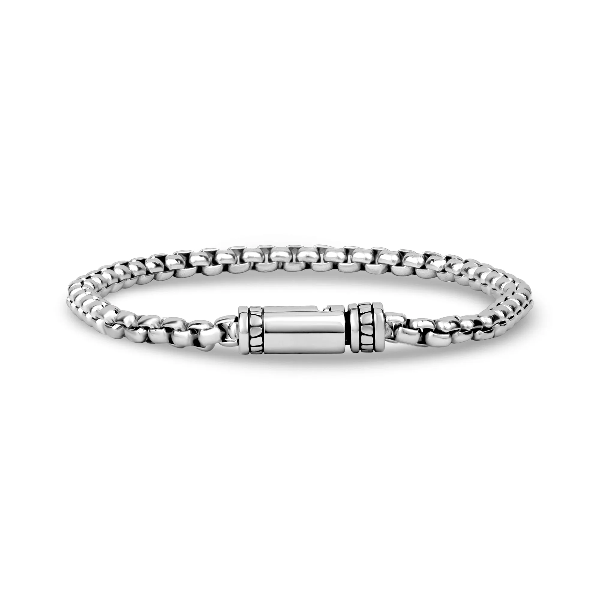Detailed Round Box Link Bracelet | 4mm