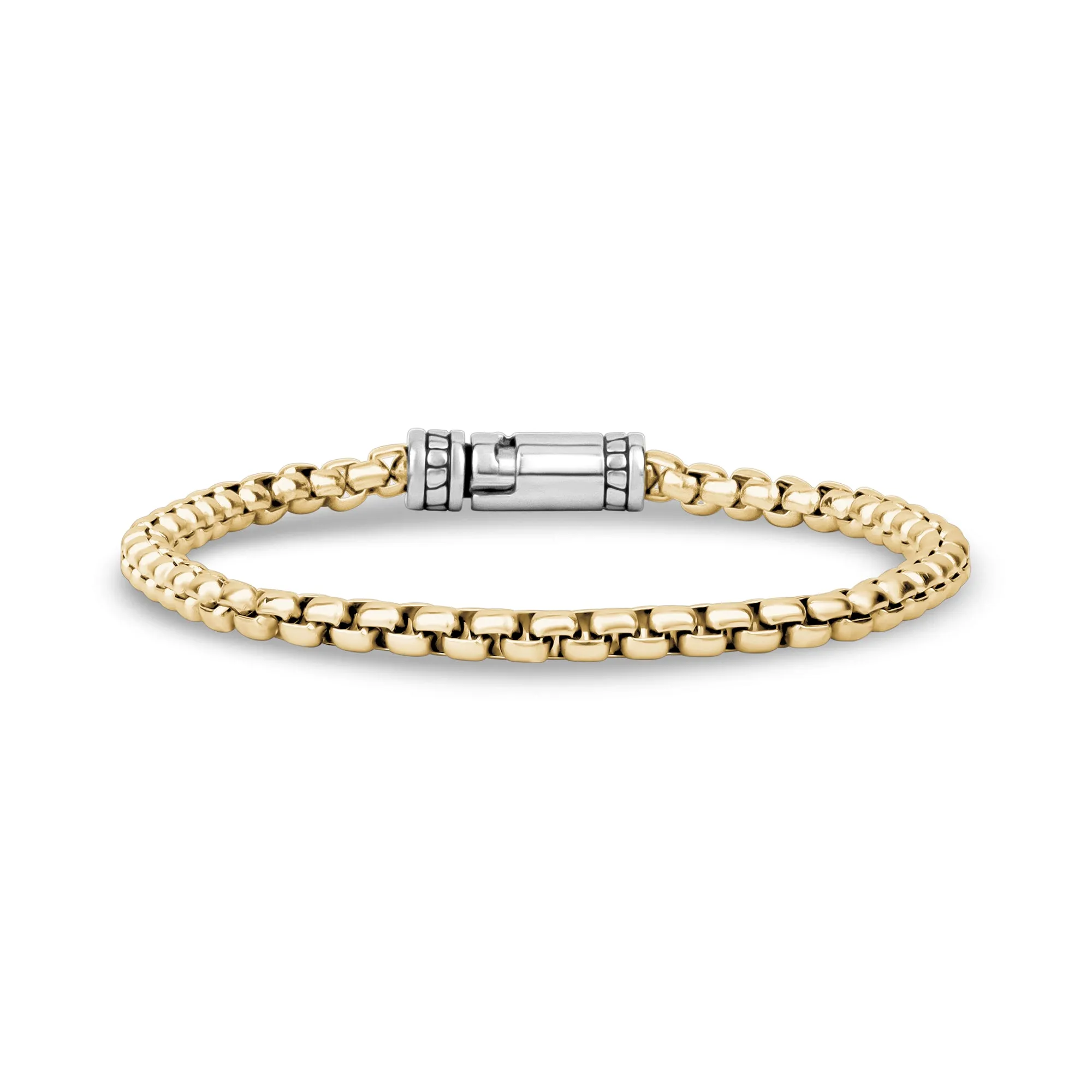 Detailed Round Box Link Bracelet | 4mm
