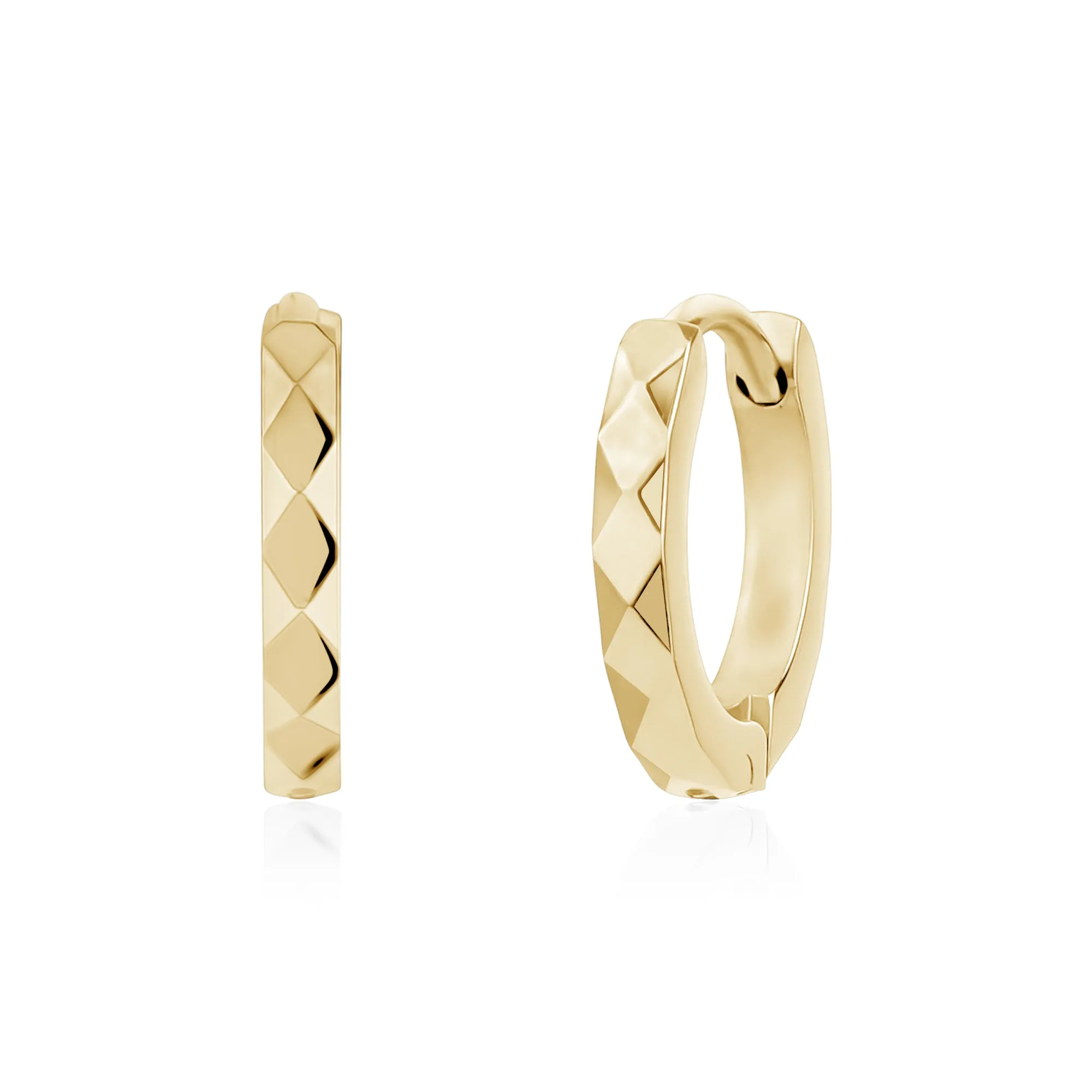 Diamond Cut Huggie Earrings | 13MM