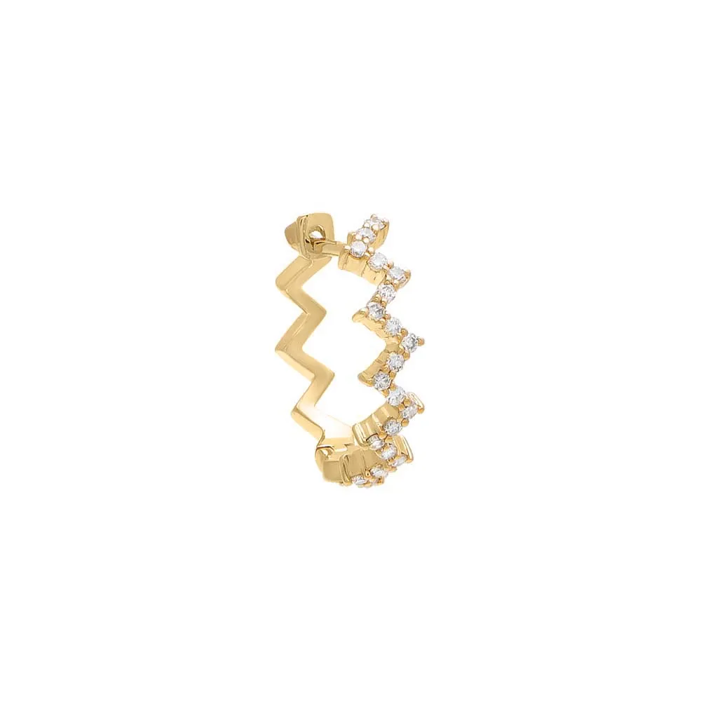 Diamond Zig Zag Pavé Huggie Earring 14K