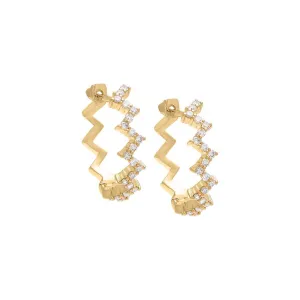 Diamond Zig Zag Pavé Huggie Earring 14K