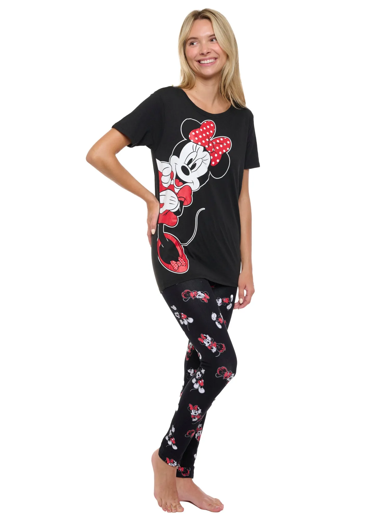 Disney Womens Mickey and Minnie Mouse T-Shirt & Leggings 2-Piece Loungewear Set