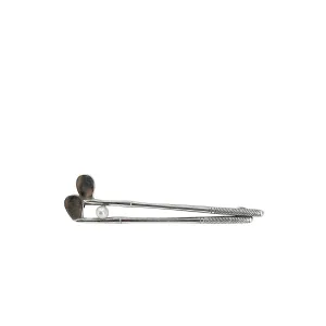 Double Golf Club Retro Japanese Saltwater Akoya Cultured Pearl Brooch- Sterling Silver