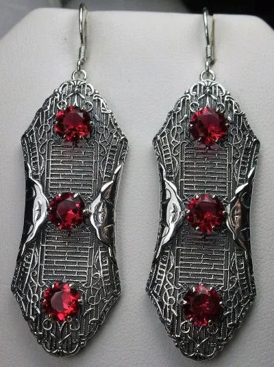 E42, Round Gem Earrings, Vintage Edwardian Jewelry Design#E42