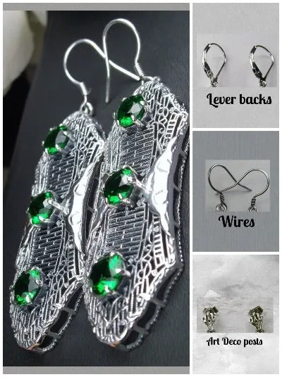 E42, Round Gem Earrings, Vintage Edwardian Jewelry Design#E42