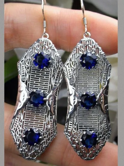 E42, Round Gem Earrings, Vintage Edwardian Jewelry Design#E42