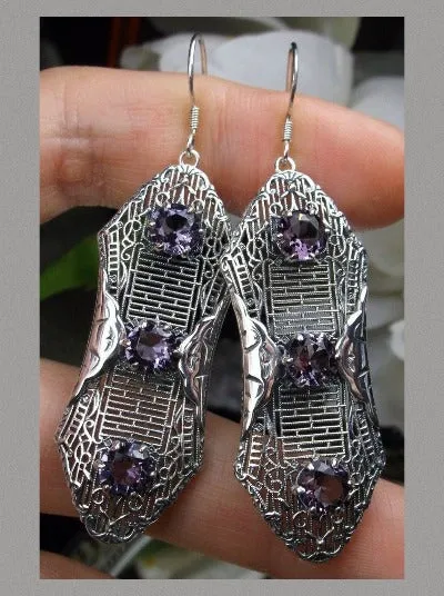 E42, Round Gem Earrings, Vintage Edwardian Jewelry Design#E42