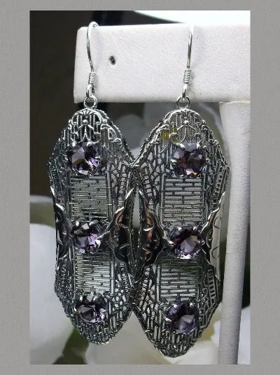 E42, Round Gem Earrings, Vintage Edwardian Jewelry Design#E42