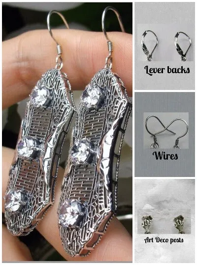 E42, Round Gem Earrings, Vintage Edwardian Jewelry Design#E42