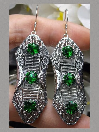 E42, Round Gem Earrings, Vintage Edwardian Jewelry Design#E42