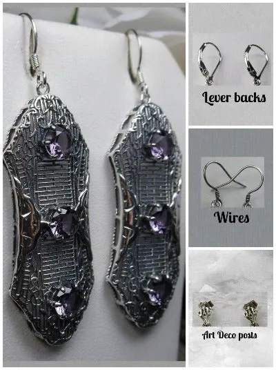 E42, Round Gem Earrings, Vintage Edwardian Jewelry Design#E42