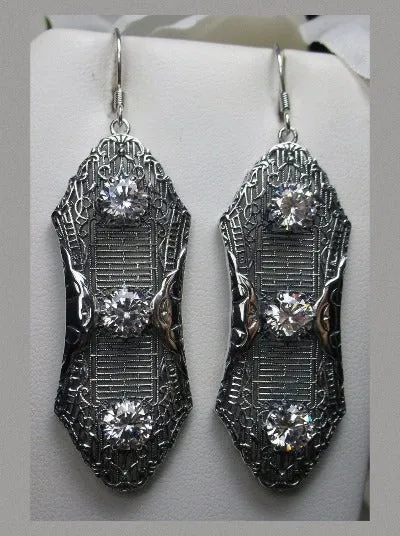 E42, Round Gem Earrings, Vintage Edwardian Jewelry Design#E42