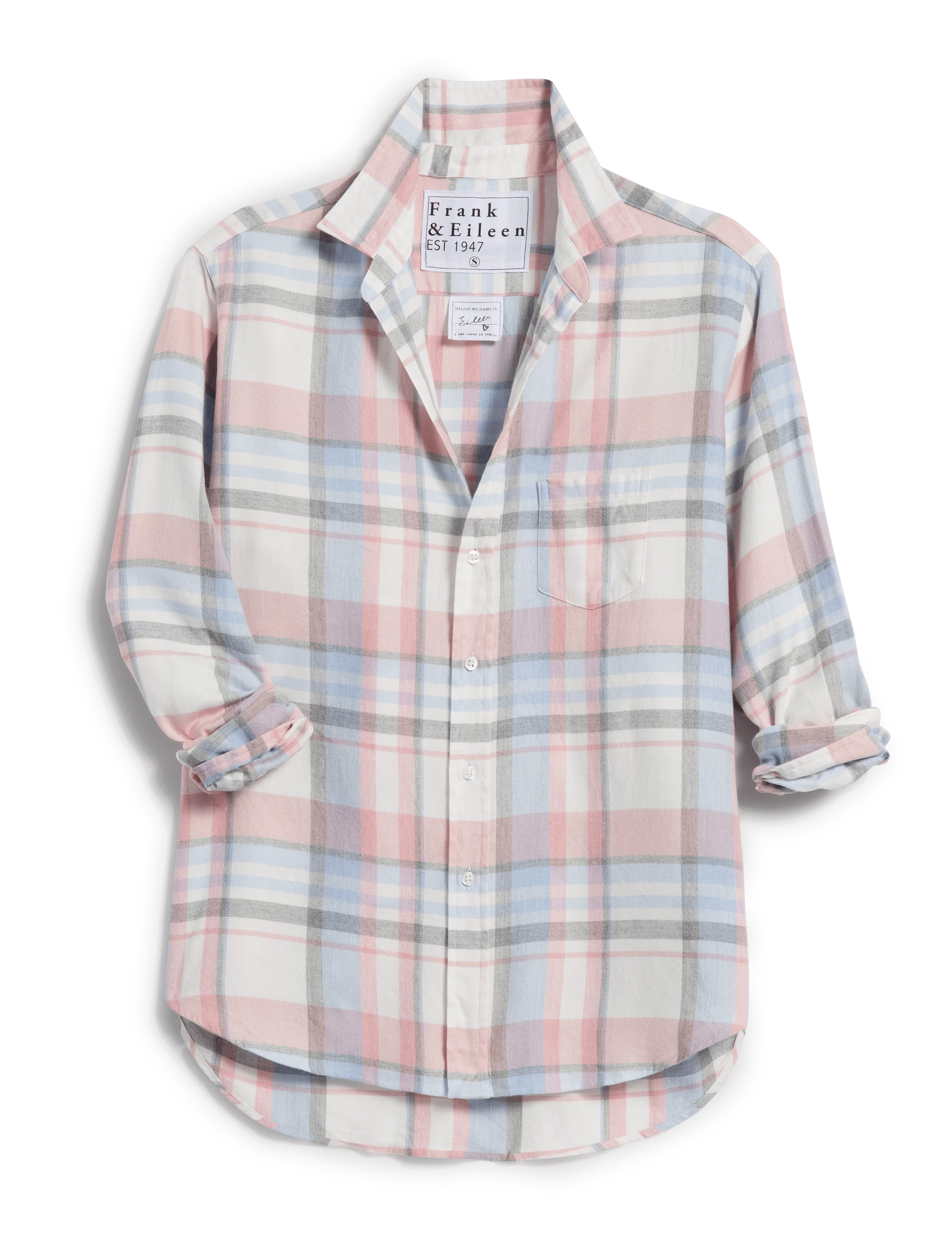 EILEEN Pink and Blue Gray Plaid, Italian Cashmere Touch