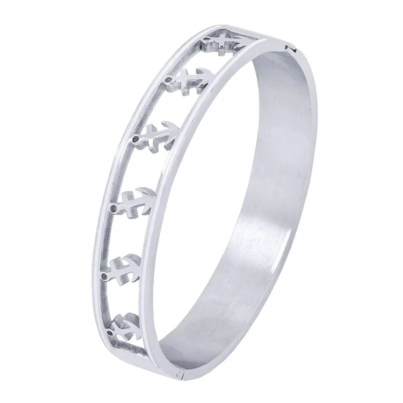Elegant Anchor Stainless Steel Openable Bangle Cuff Kada Bracelet for Women