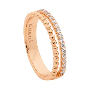 Ellani Rose Plated Sterling Silver Cubic Zirconia Bubble Split Band Ring R492R