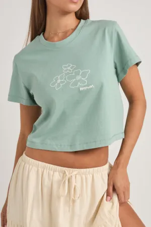 Embroidered Rhythm Crop Crew Tee