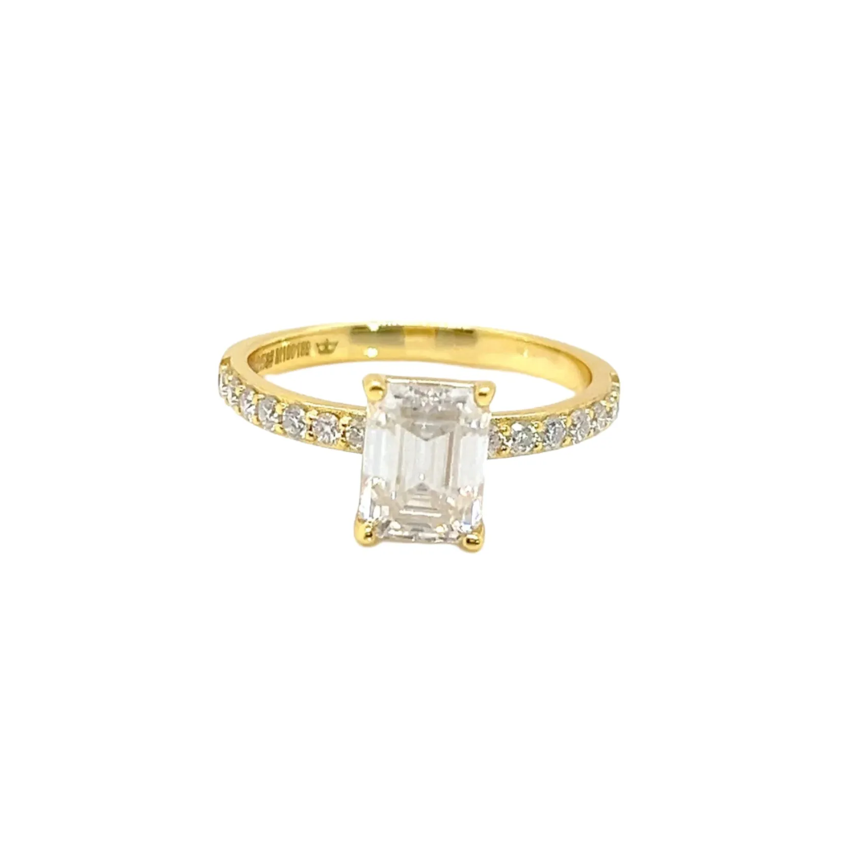 Engagement Emerald Cut Shaped 2.39CT Moissanite 925 Silver Ring - M100189