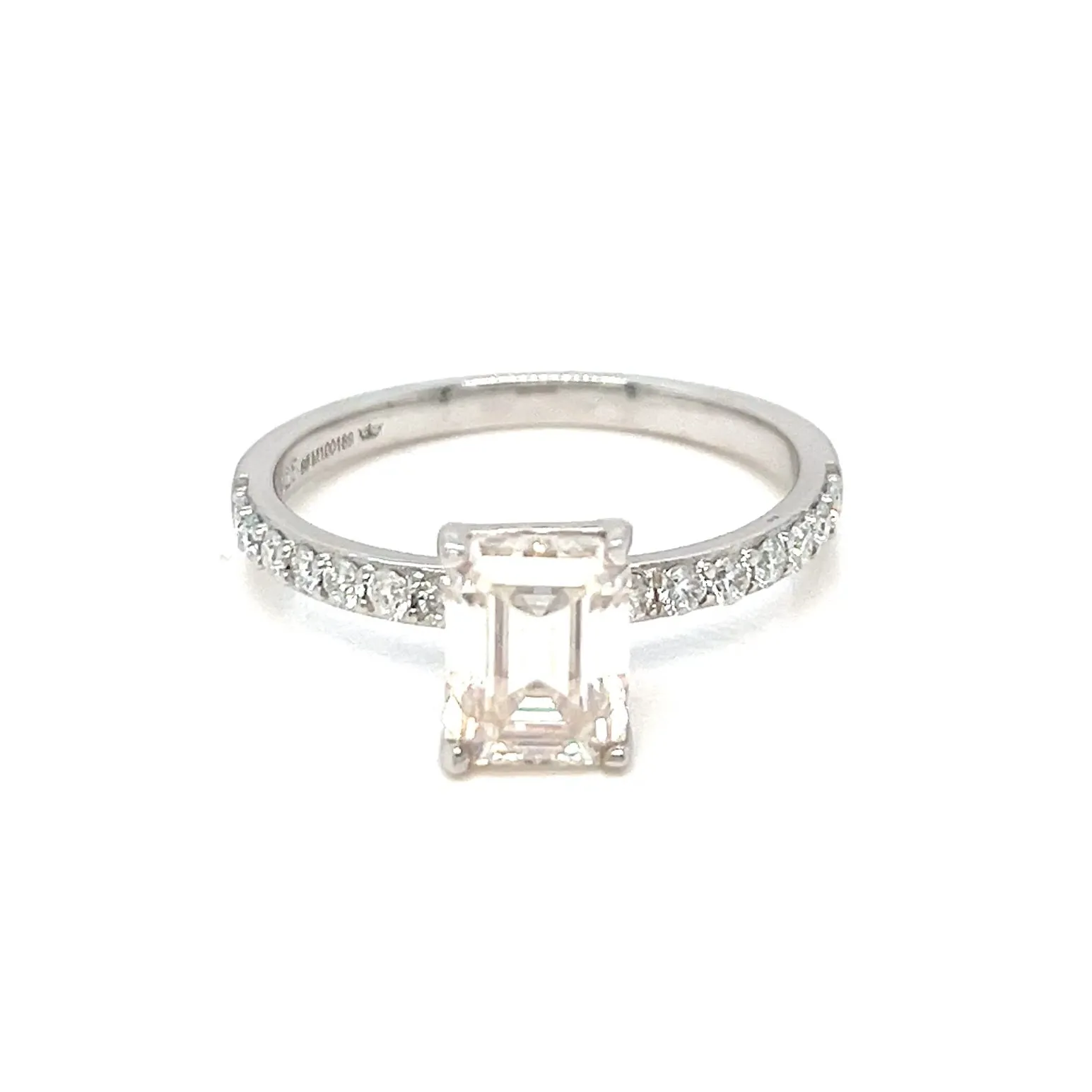 Engagement Emerald Cut Shaped 2.39CT Moissanite 925 Silver Ring - M100189