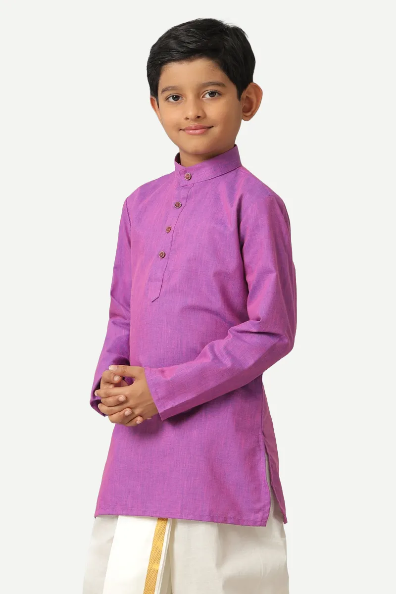 Exotic - Iris Purple Kurta and Panchakacham 2 In 1 Set For Kids | Uathayam