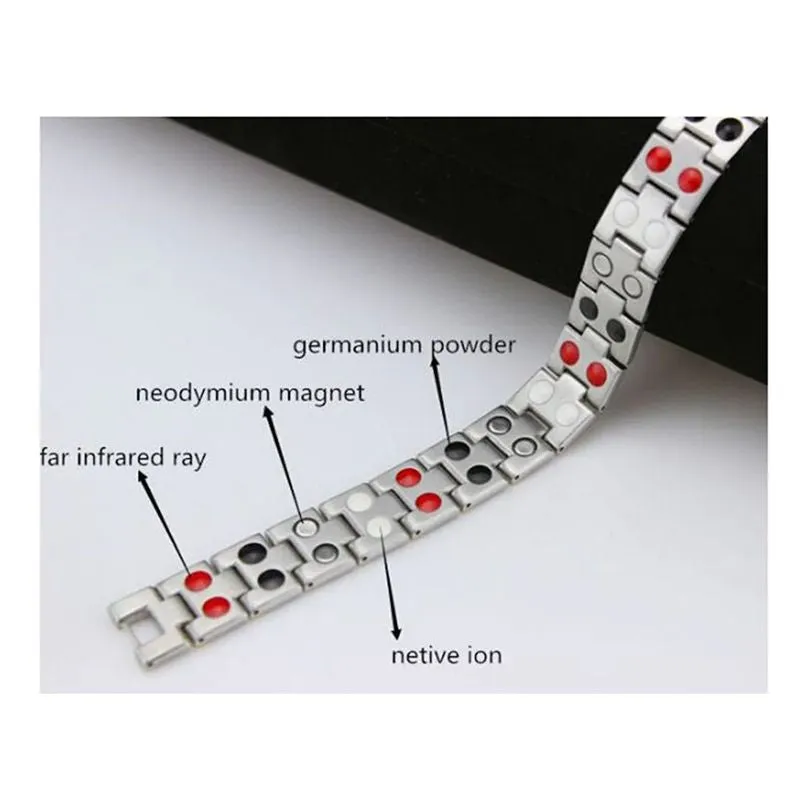 Exquisite Italian Stainless Steel 18K Gold Rhodium Finish Magnetic Bracelet for Men