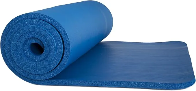 Extra-Thick Yoga Mat - Durable Comfort Non-Slip Foam Workout Mat for Fitness, Pilates, and Floor Exercises with Carrying Strap by Wakeman