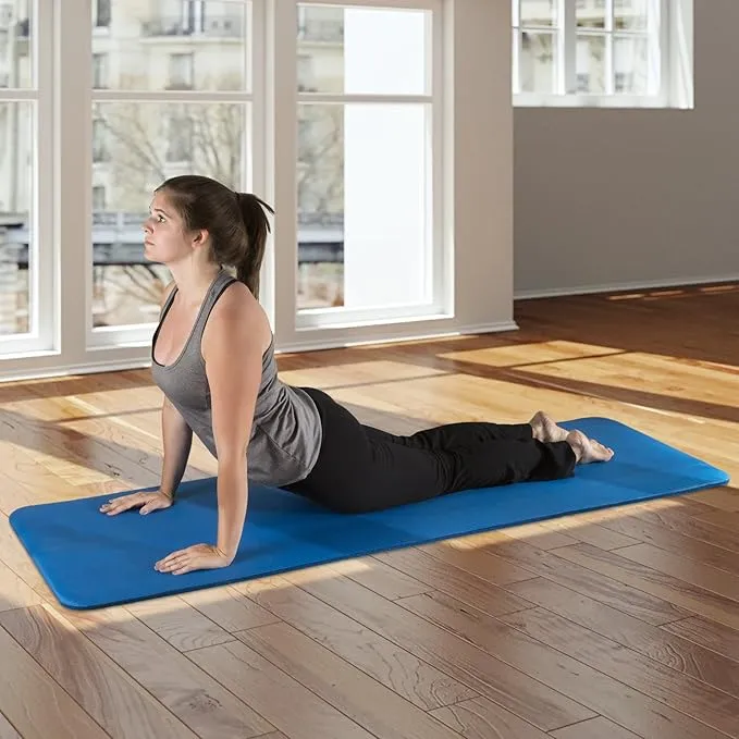 Extra-Thick Yoga Mat - Durable Comfort Non-Slip Foam Workout Mat for Fitness, Pilates, and Floor Exercises with Carrying Strap by Wakeman