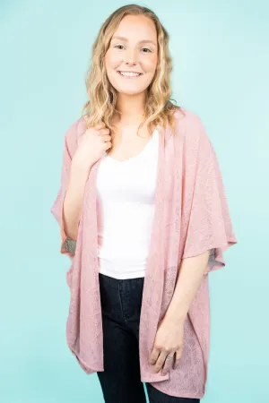 Face The Day Jersey Kimono, Coral