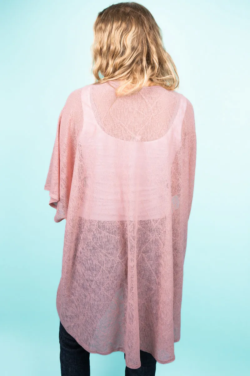 Face The Day Jersey Kimono, Coral