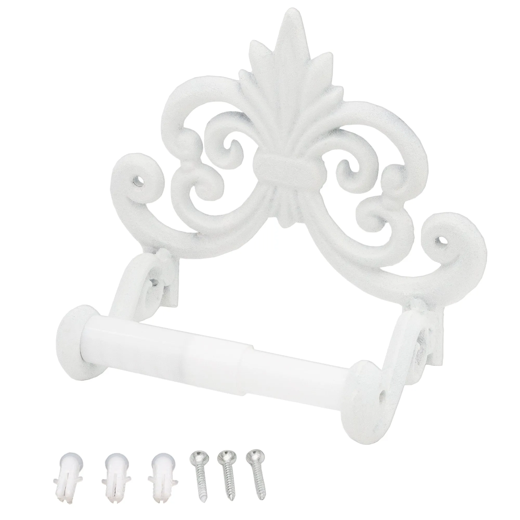 Farmhouse Cast Iron Toilet Paper Holder (Powder Coated White)