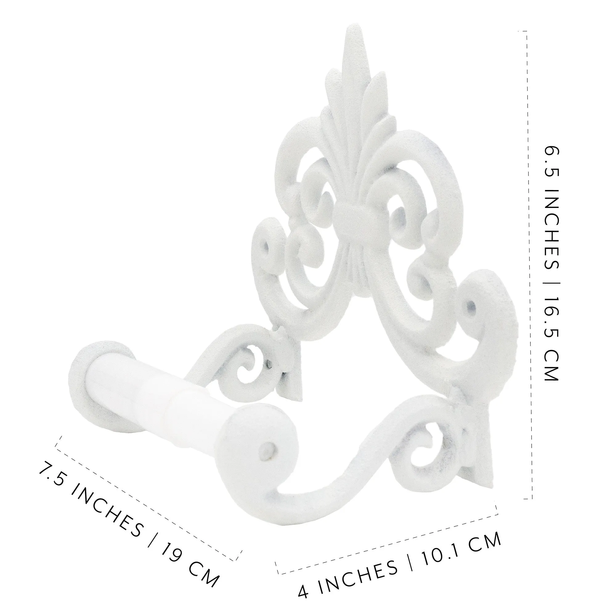 Farmhouse Cast Iron Toilet Paper Holder (Powder Coated White)