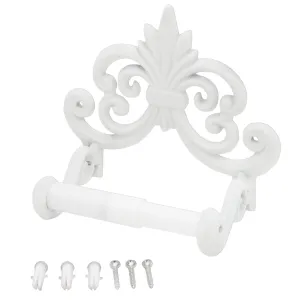 Farmhouse Cast Iron Toilet Paper Holder (Powder Coated White)
