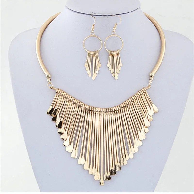 Fashion Europen Bijoux Jewelry Set Trendy Chunky Tassel Necklaces & Pendants Jewelry Sets Women Earing and Necklace Sets
