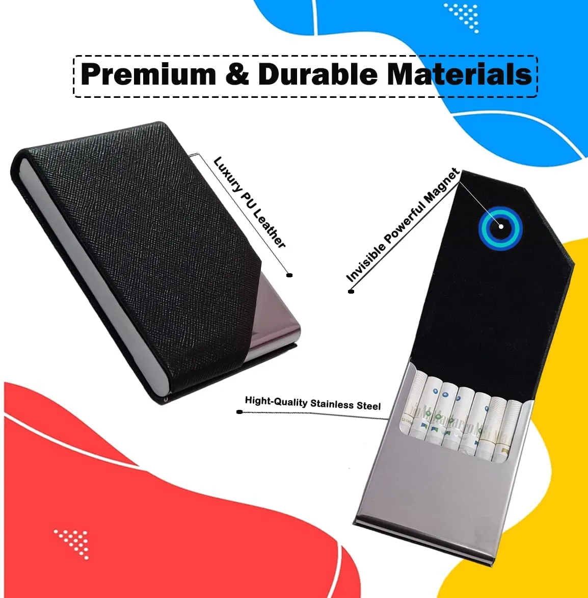 Felstar Metal Cigarette Case Holder for 7 Cigarettes Box Crush Proof Pocket Size - Oxford Black