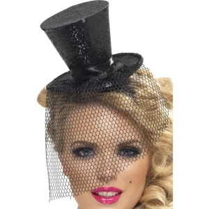 Fever Mini Top Hat on Headband - Black