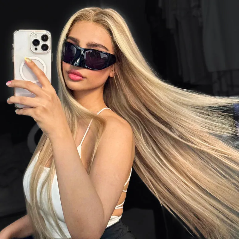 Flash Sale Pre Cut Lace Wear & Go Blonde Balayage on Brown Highlight 4x4 & 5x5 Transparent Lace Straight Human Hair Wigs