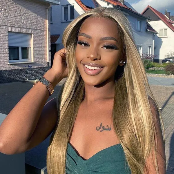 Flash Sale Pre Cut Lace Wear & Go Blonde Balayage on Brown Highlight 4x4 & 5x5 Transparent Lace Straight Human Hair Wigs