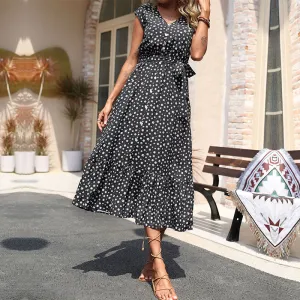 Floral Sleeveless Casual V-neck Dress