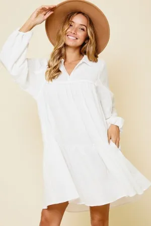 Flowy And Free Johnny Collar Mini Dress