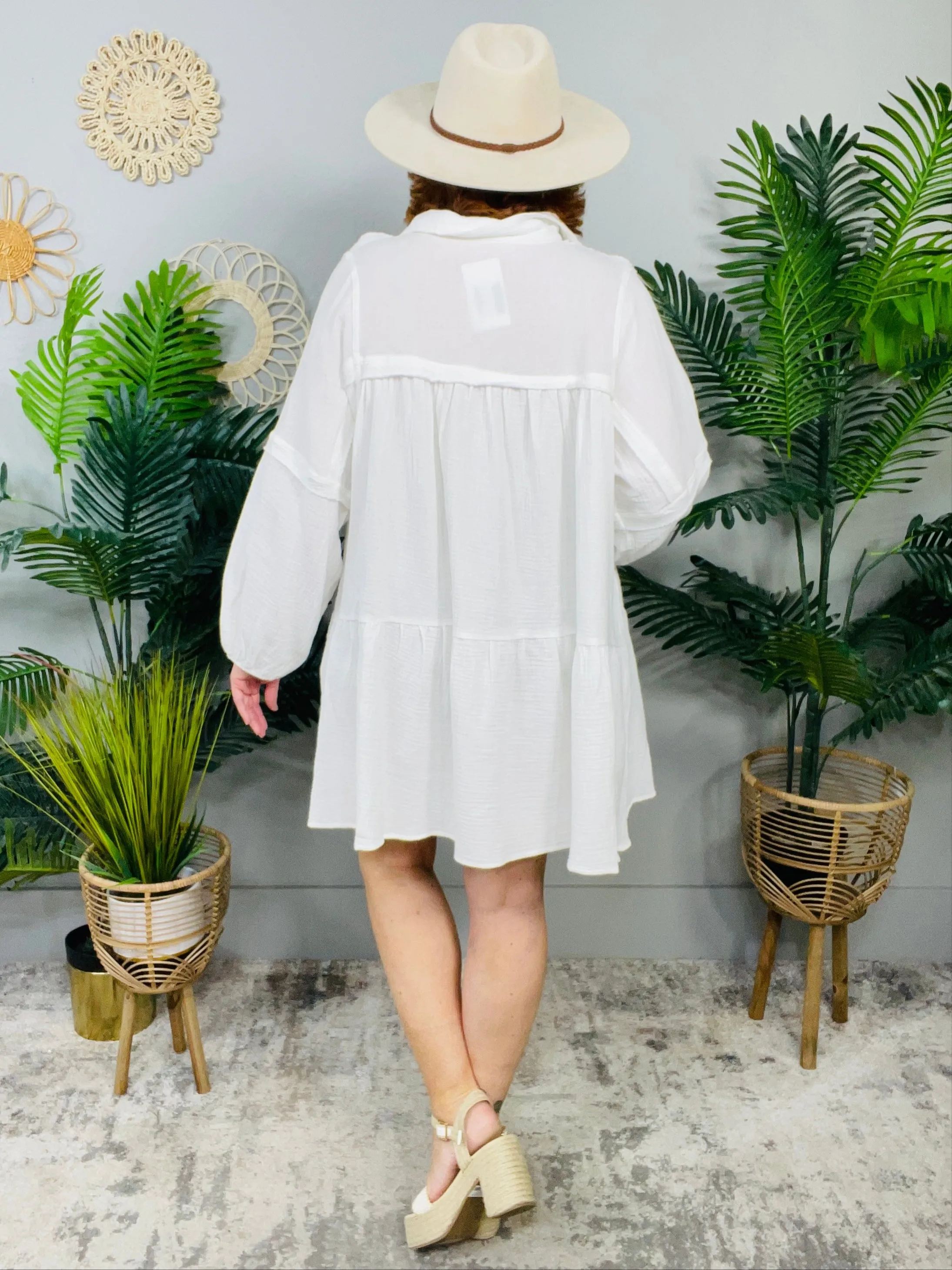 Flowy And Free Johnny Collar Mini Dress