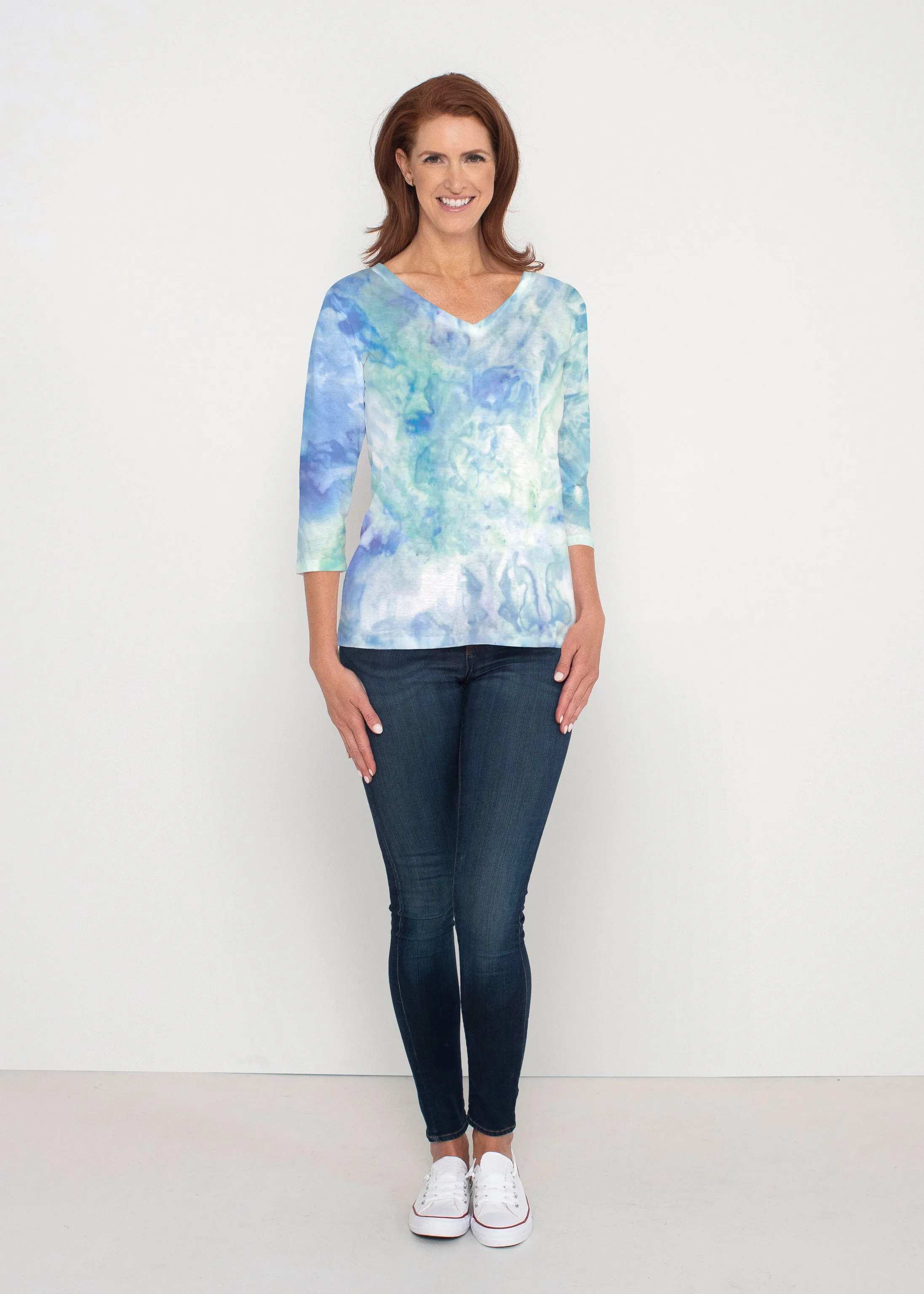 Francesca (16249) ~ Signature 3/4 Sleeve V-Neck Top
