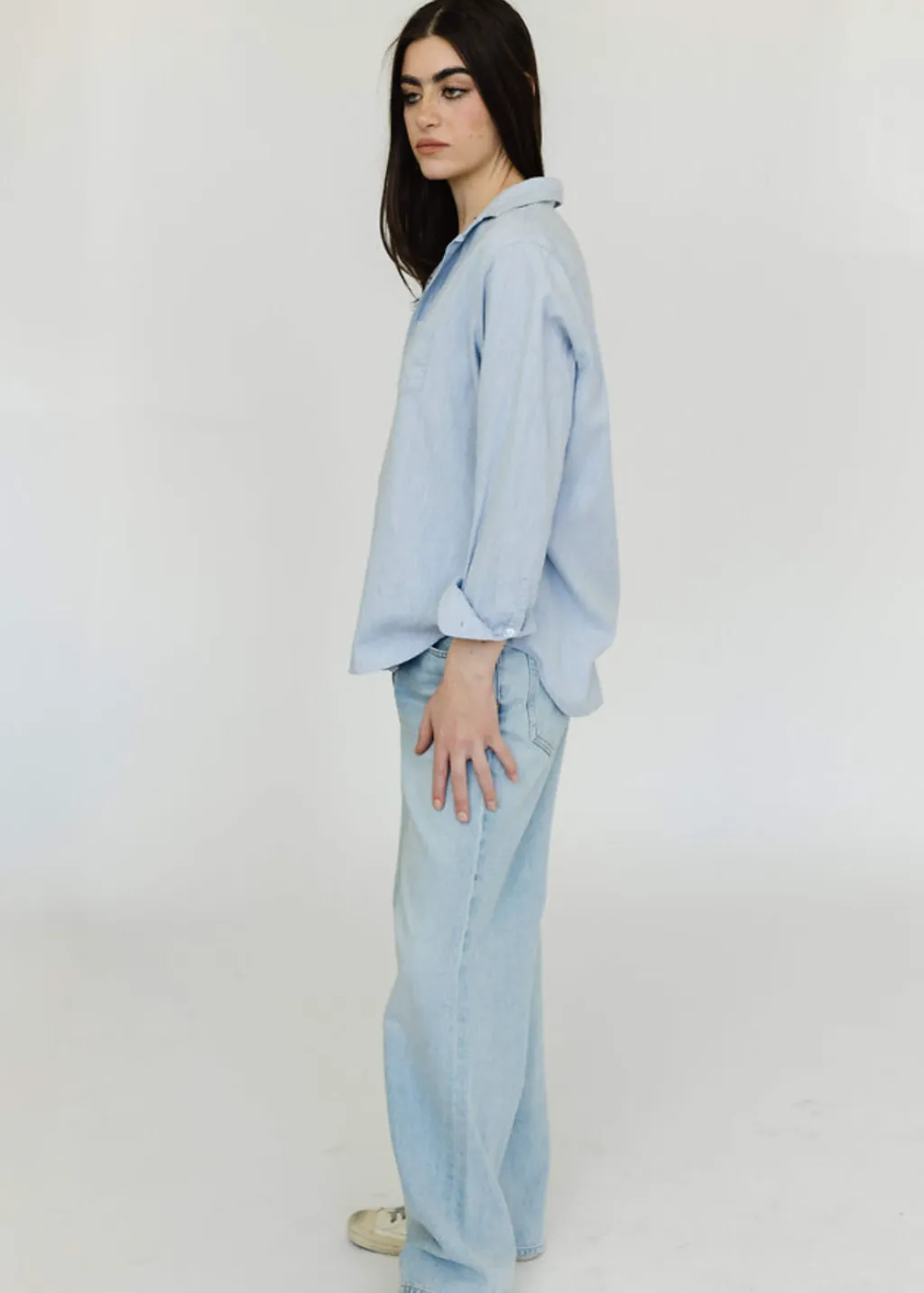 Frank & Eileen Relaxed Button-Up Shirt in Gray/Blue