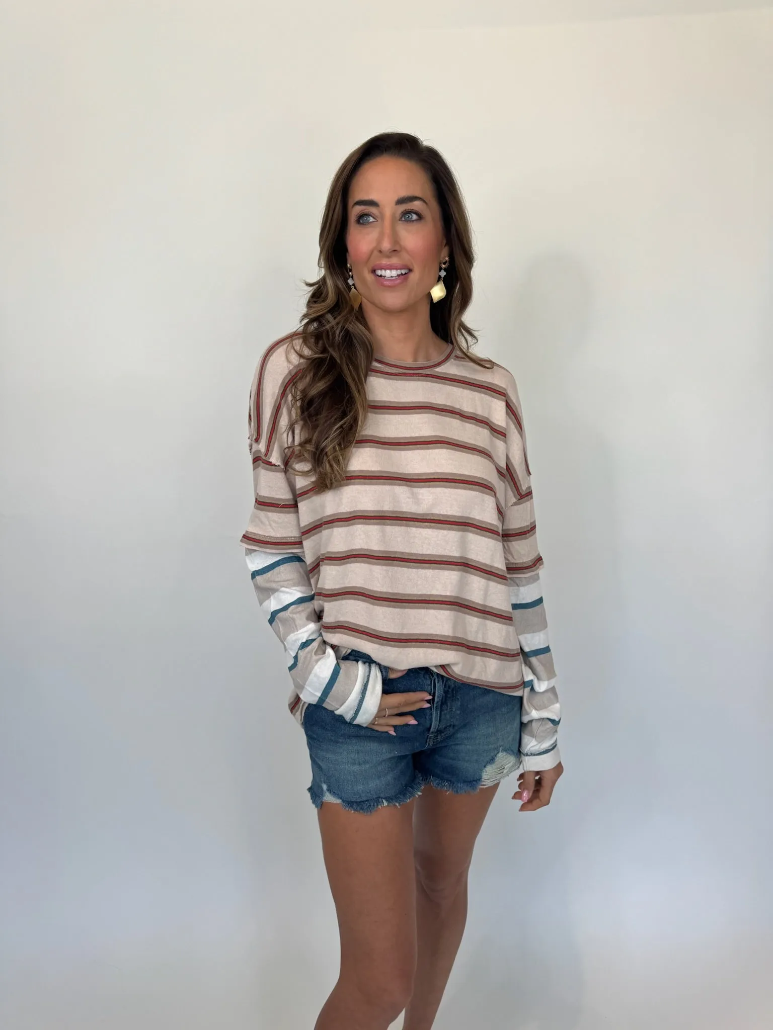 Free People Nina Stripe Long Sleeve Tee