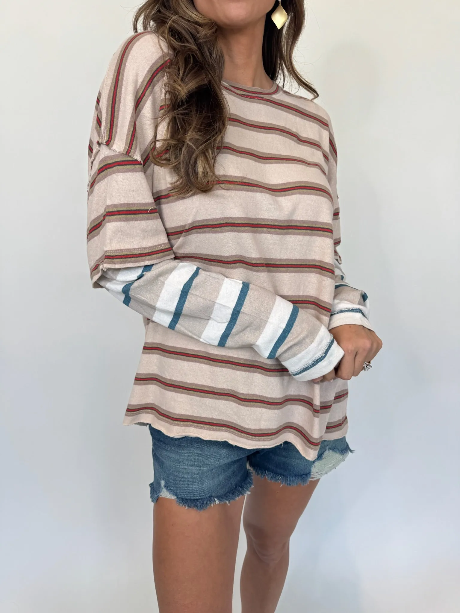 Free People Nina Stripe Long Sleeve Tee