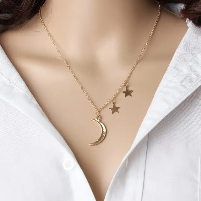 Free shipping! New fashion holiday Seaside resort beach jewelry crystal triangle water drop U shape Star moon chains necklace