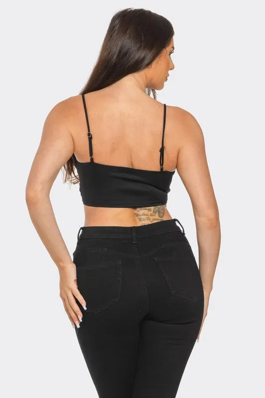 Front Bottom Striped Detail Bra Crop Top