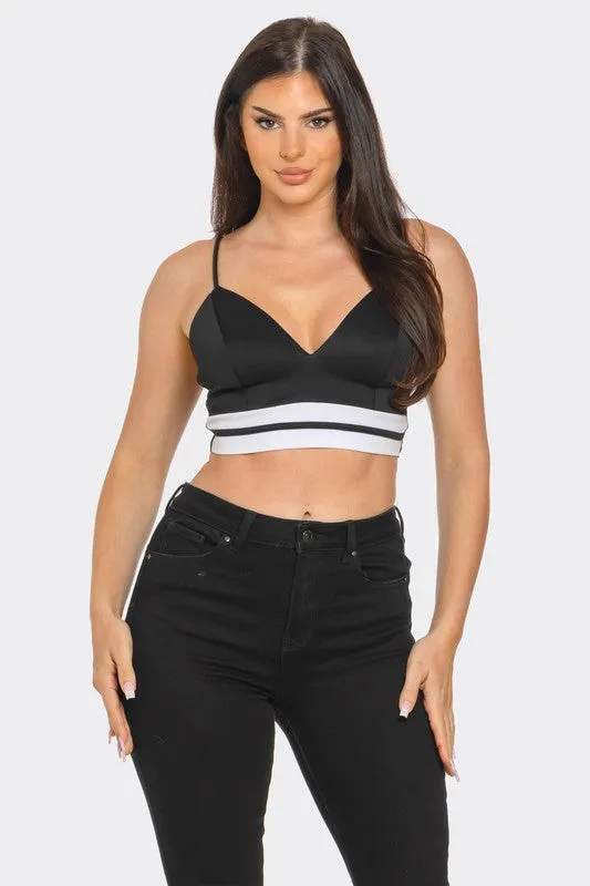 Front Bottom Striped Detail Bra Crop Top