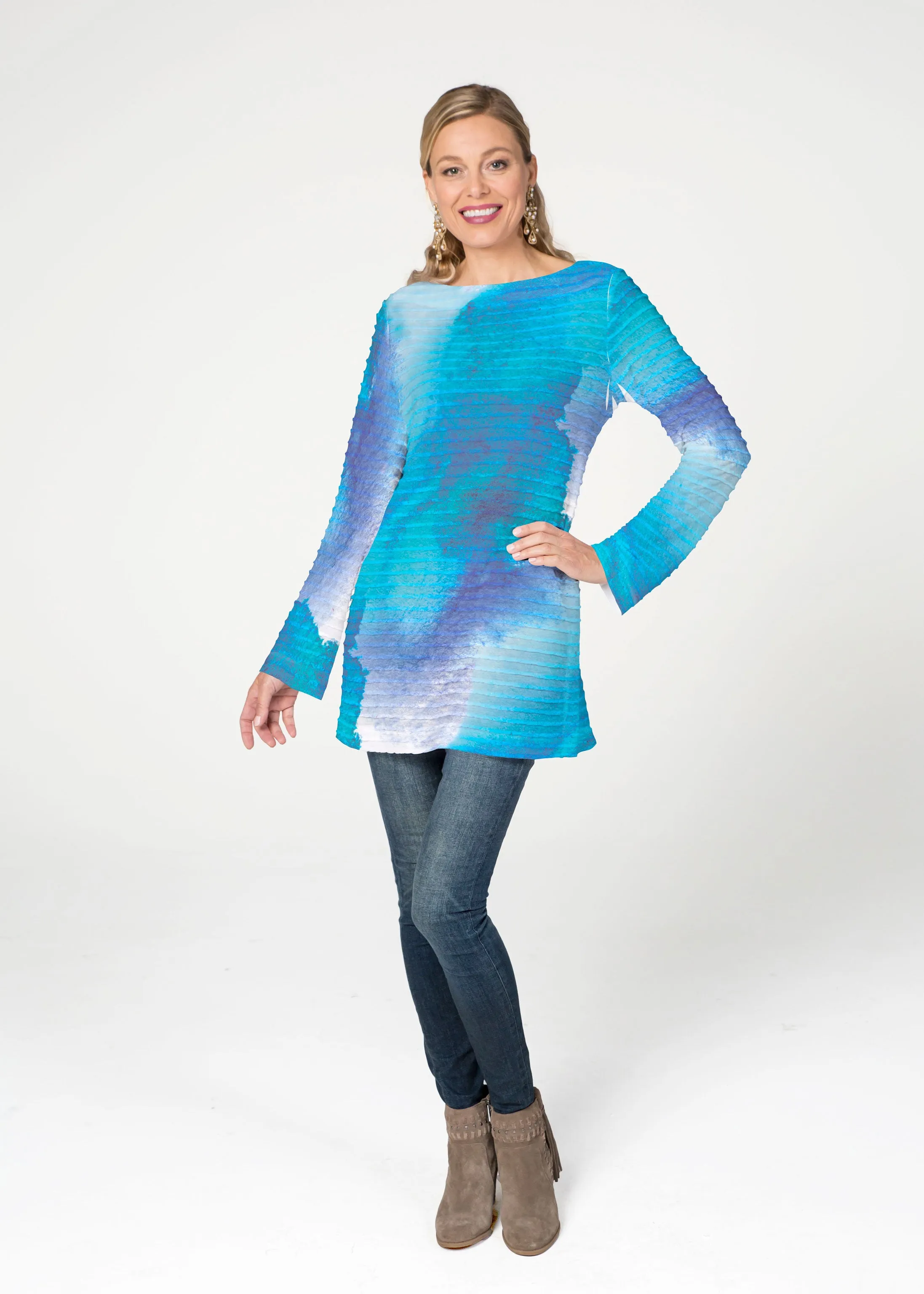 Galaxy Blue (14311) ~ Banded Boatneck Tunic