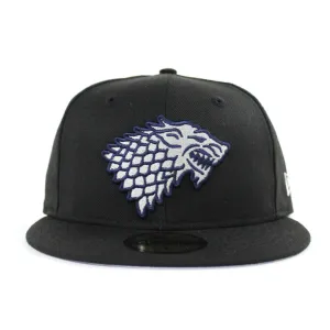 Game of Thrones House Stark of Winterfell Direwolf New Era 59Fifty Fitted Hat (Black Gray Under Brim)