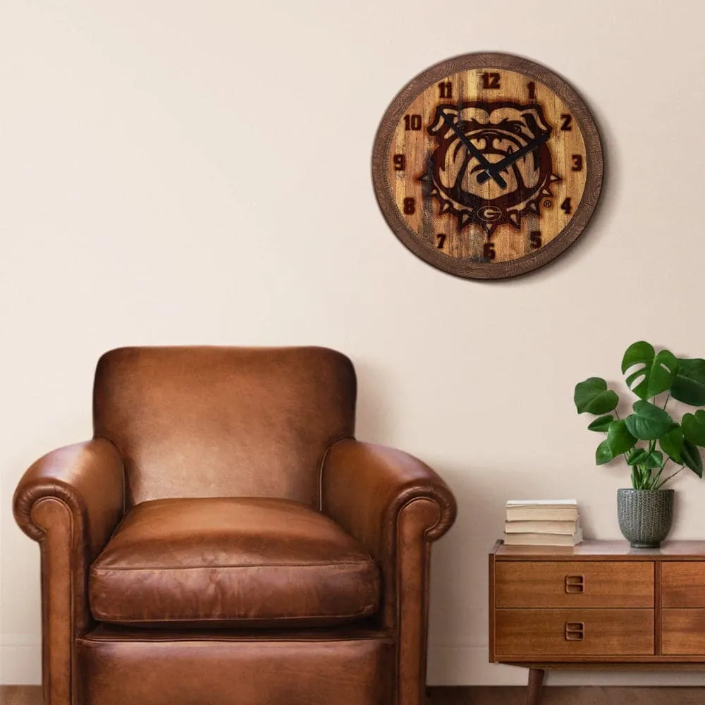 Georgia Bulldogs: Uga - Branded "Faux" Barrel Top Wall Clock
